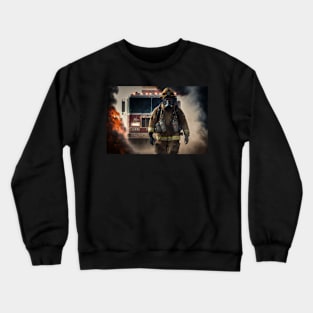 Firetruck and the firefighter Crewneck Sweatshirt